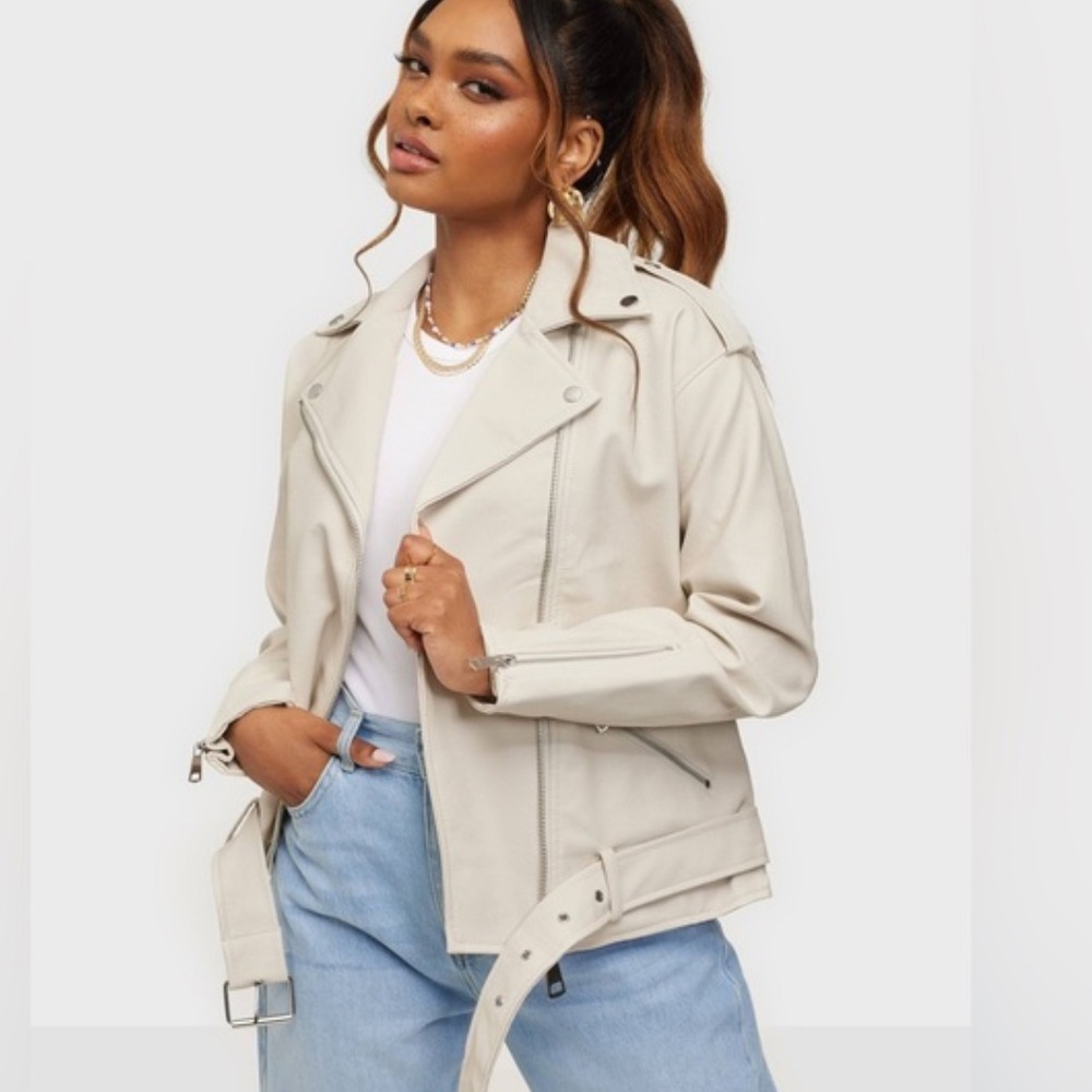 Missguided Cream Leather Jacket - image 1